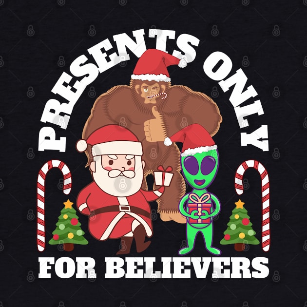 Funny Christmas Alien And Bigfoot by FullOnNostalgia